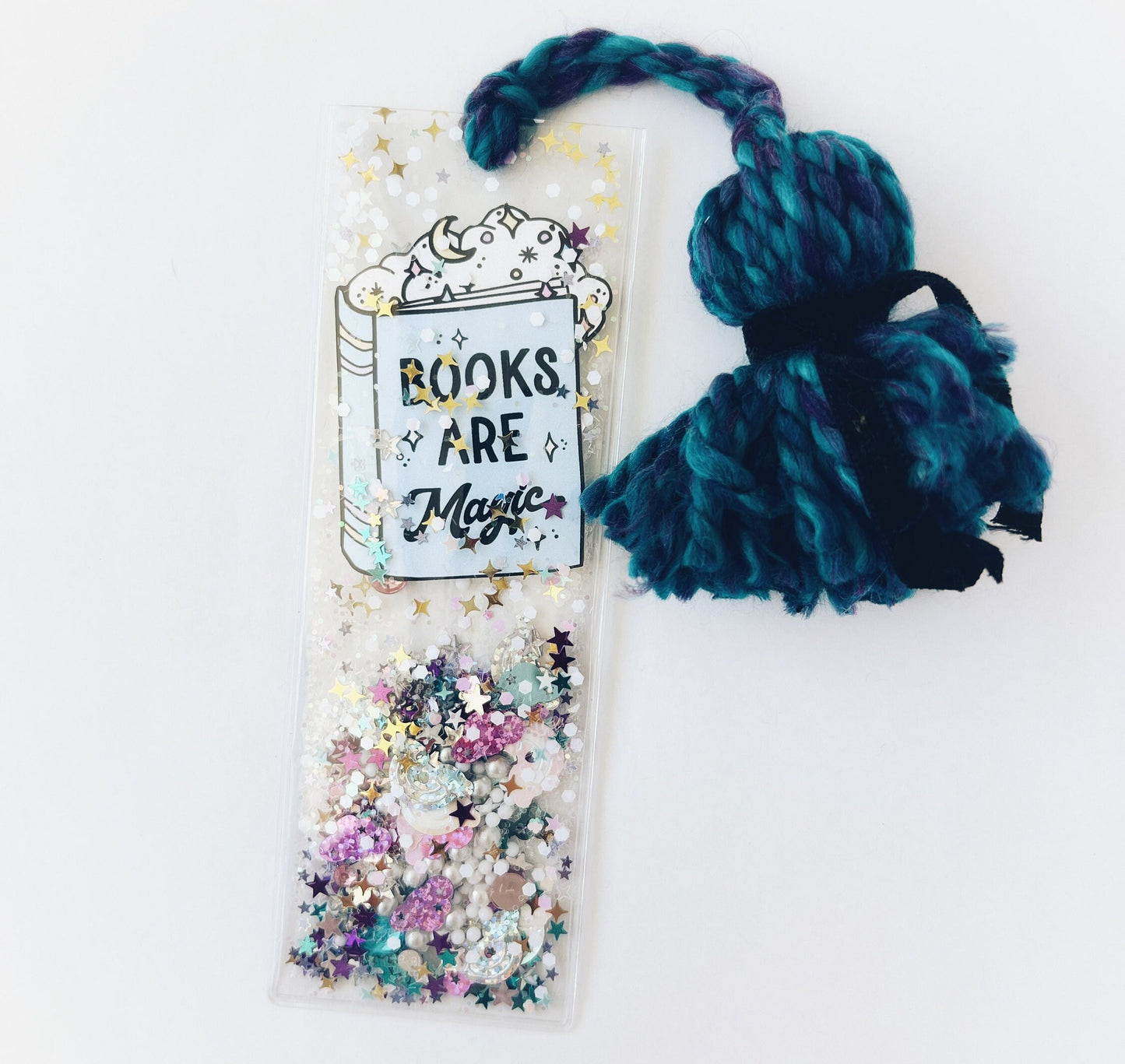 Books are Magic Glitter Shaker Bookmark - Glitter Bookmark - Confetti Bookmark