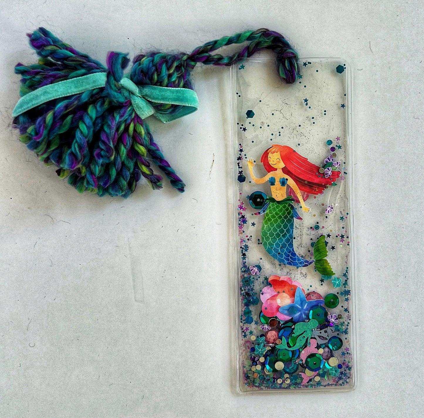 Mermaid Glitter Shaker Bookmark - Glitter Bookmark - Confetti Bookmark Summer Reading