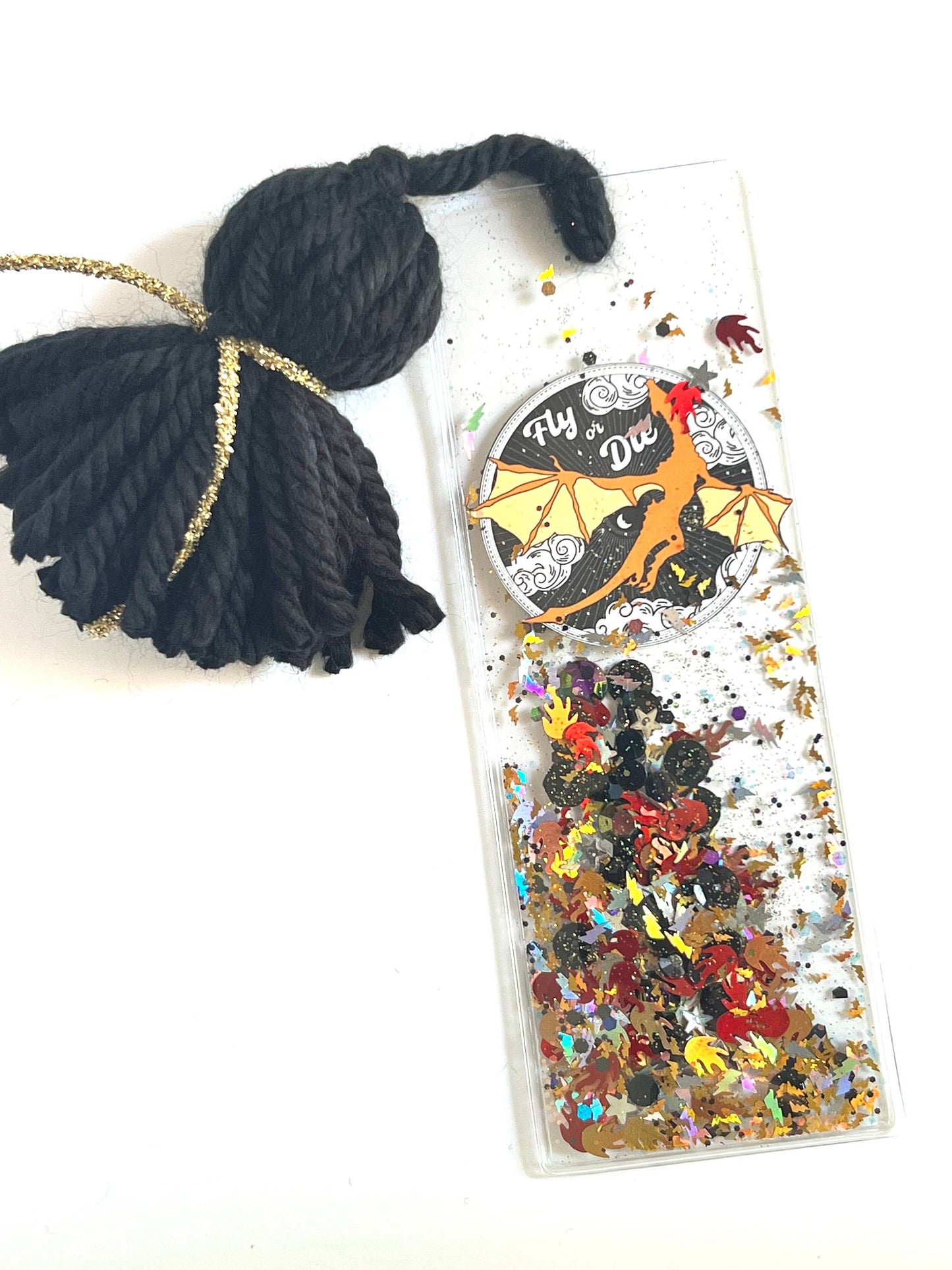 Wholesale Fly or Die Fourth Wing Glitter Shaker Bookmark - Glitter Bookmark - Confetti Bookmark Dragon Bookmark Wingleader Basgiath Violet Xaden