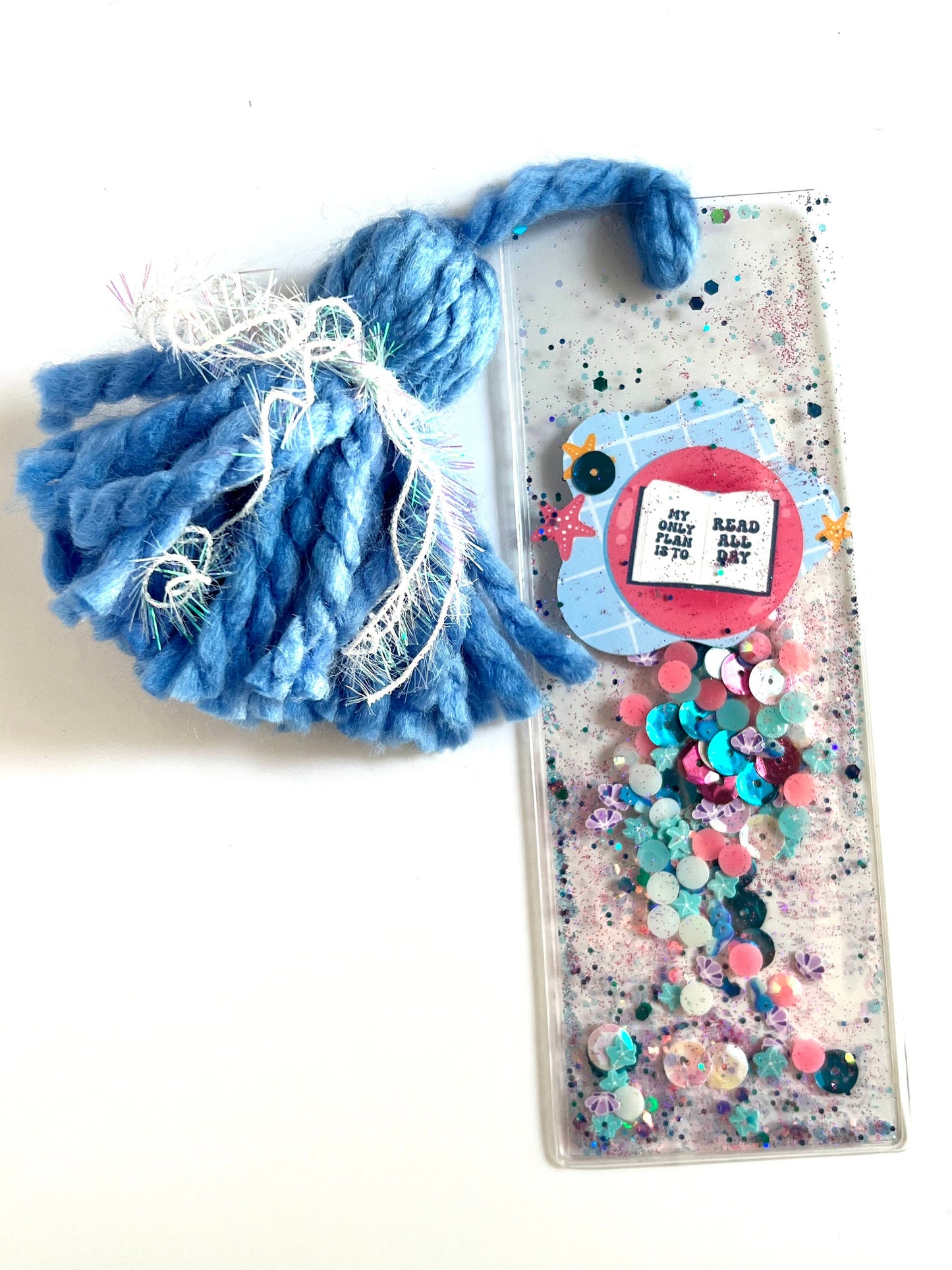 Wholesale My Only Plan is to Read All Day Summer Glitter Shaker Bookmark - Glitter Bookmark - Confetti Bookmark Tassel Bookmark Gift For Reader