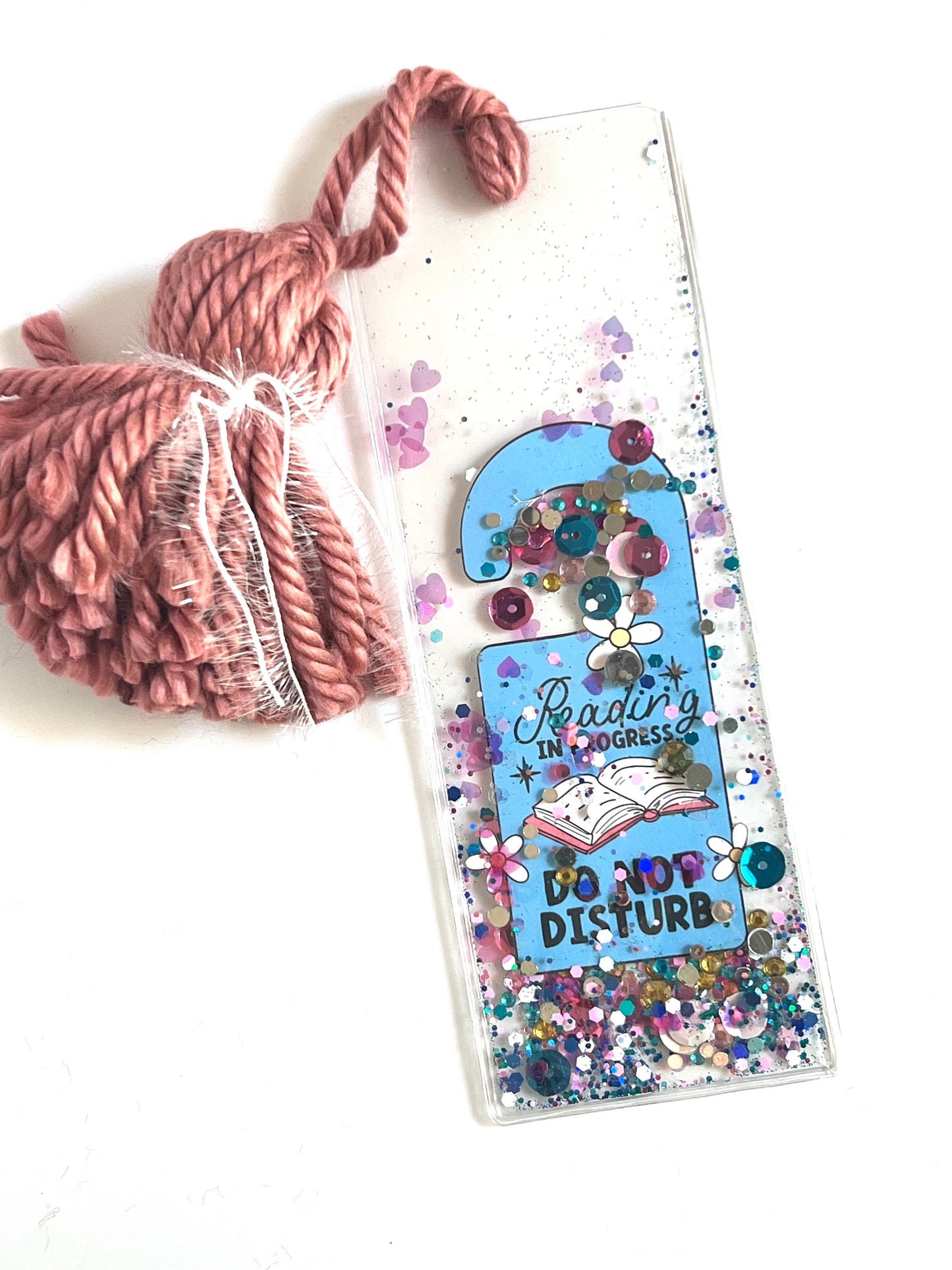 Wholesale Reading in Progress Do Not Disturb Glitter Shaker Bookmark - Glitter Bookmark - Confetti Bookmark Tassel Bookmark Gift for Reader