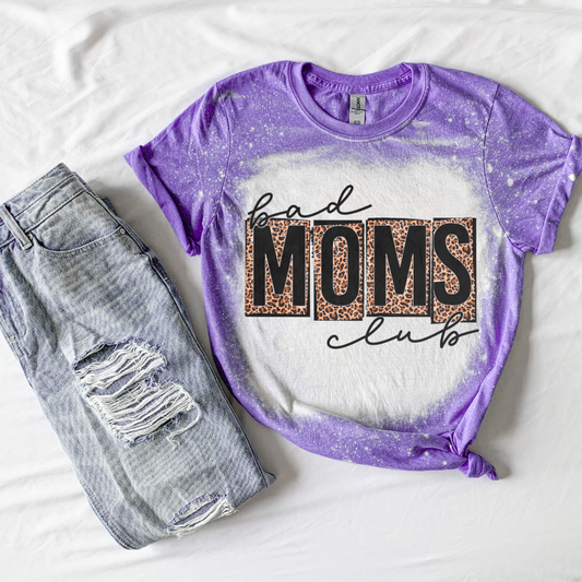 Bad Moms Club Leopard Shirt-Mom Shirt- Mom Life Shirt-Bleached Mom Shirt