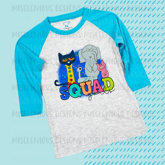 Squad Goals with Blue Background Raglan Shirt