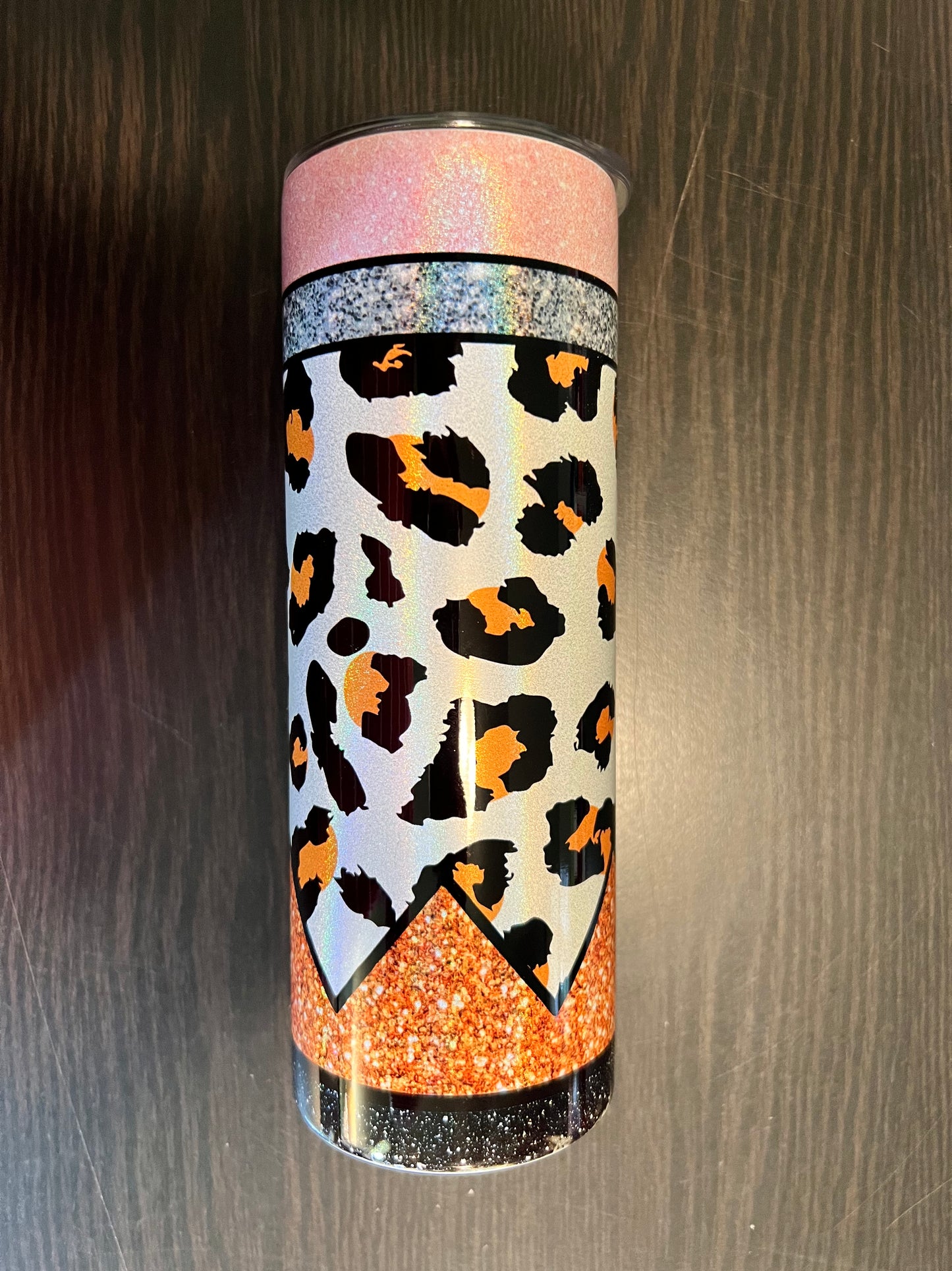 Glitter Pencil on 20 oz Holographic Glitter Tumbler - Teacher Tumbler