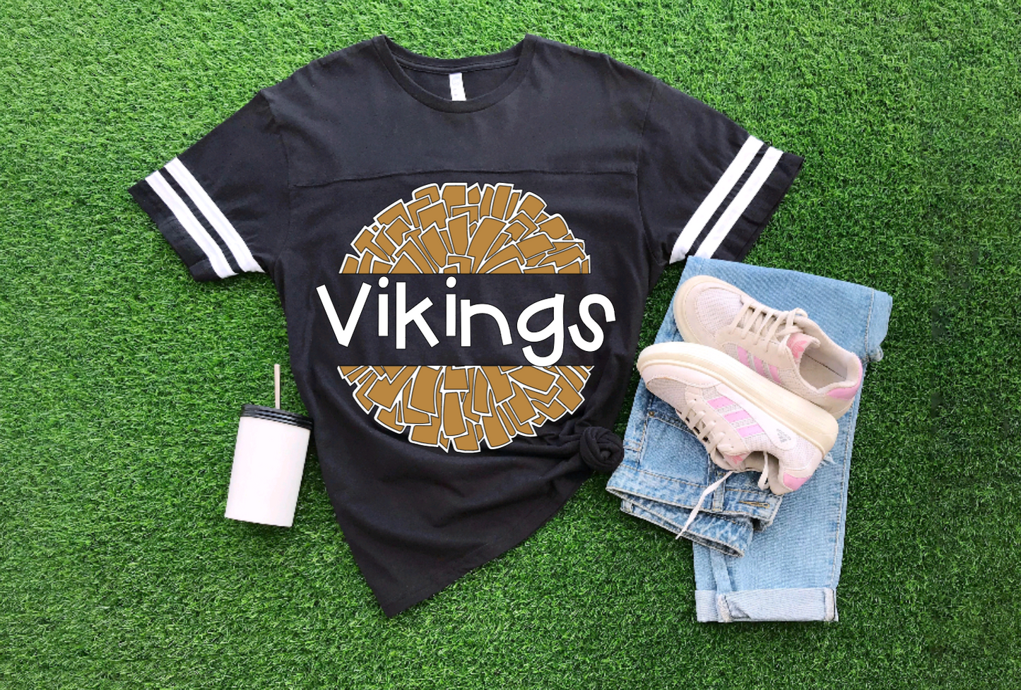 Custom Toddler PomPom School Football Jersey Style Tee- Directions to Order in Description