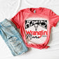 Cow Print Wranglin' Mama Western Shirt -Women's-Sublimation