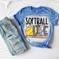 Softball Life Shirt-Softball Mom Shirt-Bleached Softball Shirt-Bleached Shirt-Softball Shirt-Bleached Softball Mom Shirt