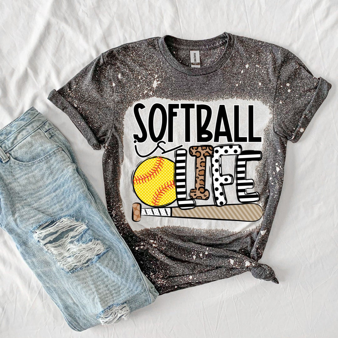 Baseball Mom Bleached Shirt Softball Mom Bleached Shirt -  Denmark