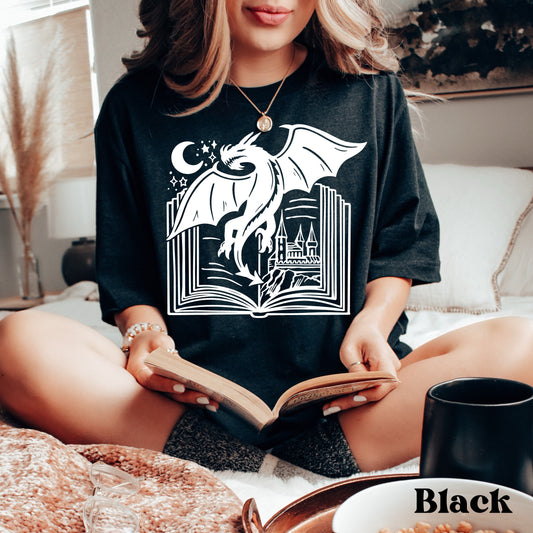 Fantasy Dragon Bookish T-Shirt for Women•Bookish Gift•Gift for Reader•Gift For Book Lover•Book Shirt•Mystical Book Shirt