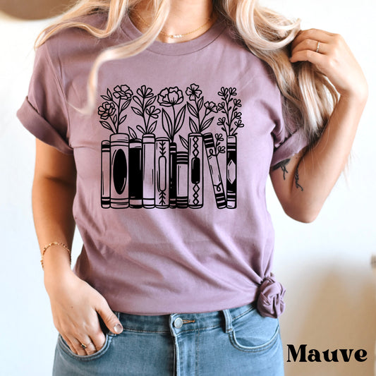 Book Stack With Flowers Bookish T-Shirt for Women•Bookish Gift•Gift for Reader•Gift For Book Lover•Book Shirt•Mystical Book Shirt