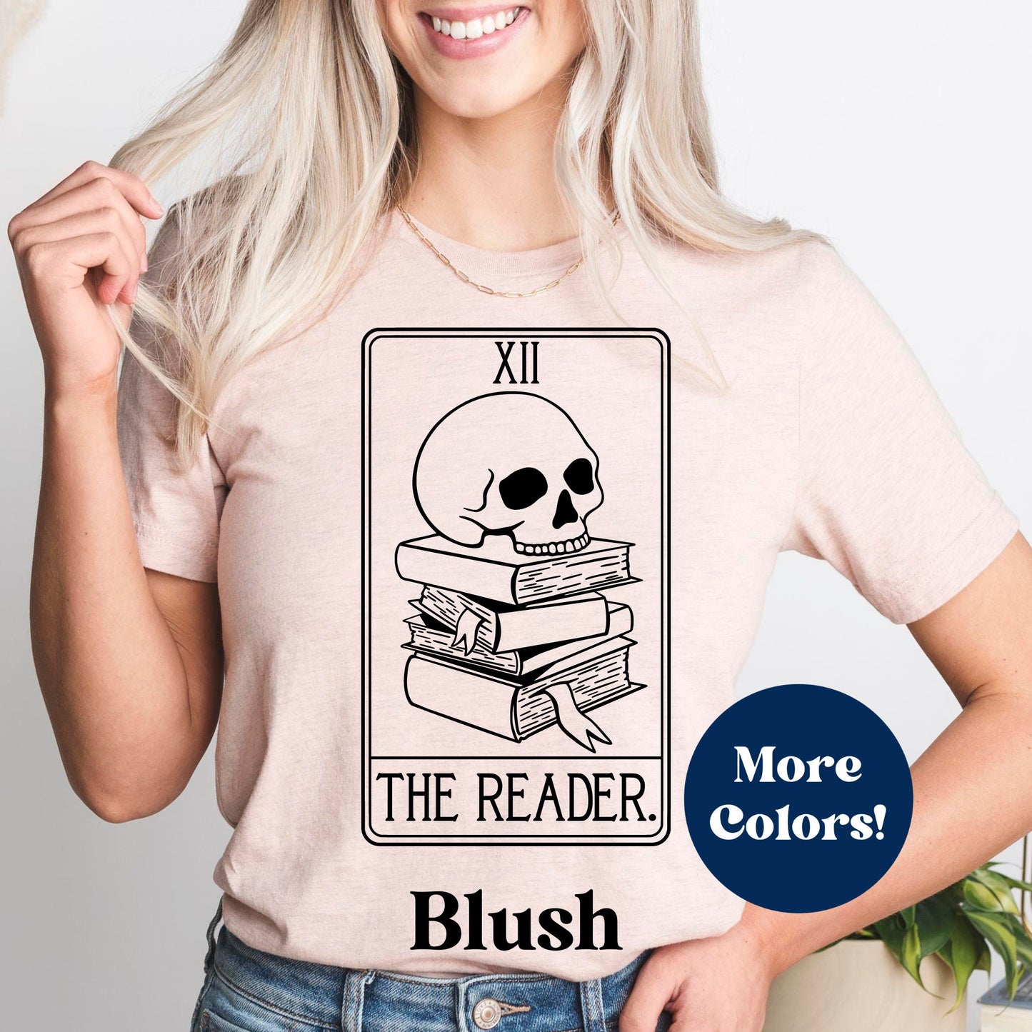 The Reader Skull Tarot Card Bookish T-Shirt Women•Bookish Gift•Gift for Reader•Gift For Book Lover•Book Shirt•Mystical Book Shirt•Book Trope