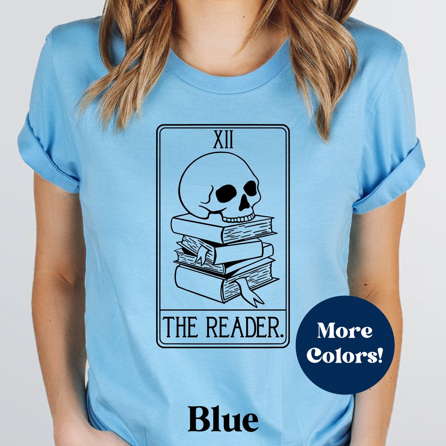 The Reader Skull Tarot Card Bookish T-Shirt Women•Bookish Gift•Gift for Reader•Gift For Book Lover•Book Shirt•Mystical Book Shirt•Book Trope