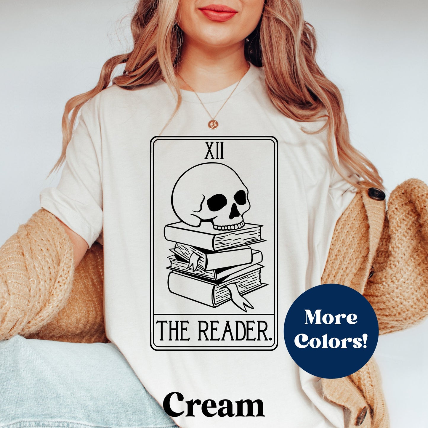 The Reader Skull Tarot Card Bookish T-Shirt Women•Bookish Gift•Gift for Reader•Gift For Book Lover•Book Shirt•Mystical Book Shirt•Book Trope