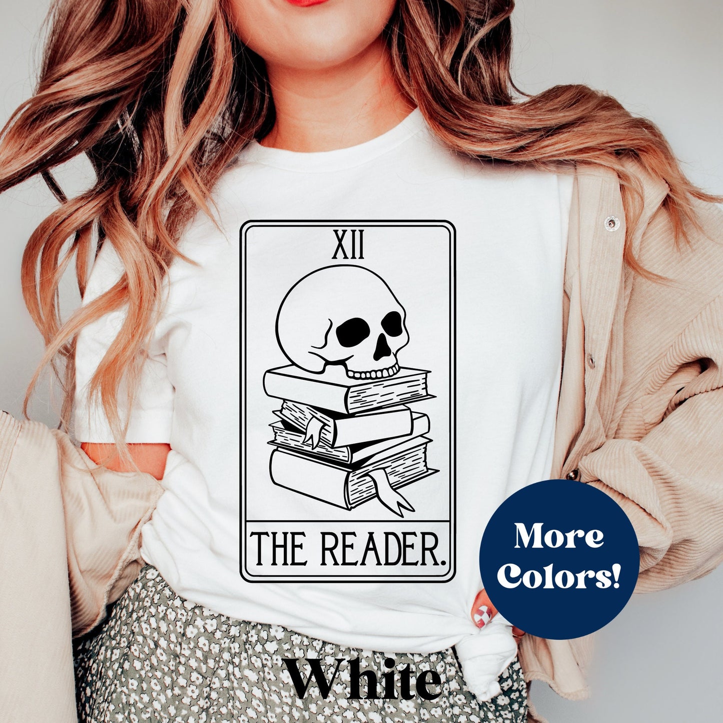 The Reader Skull Tarot Card Bookish T-Shirt Women•Bookish Gift•Gift for Reader•Gift For Book Lover•Book Shirt•Mystical Book Shirt•Book Trope