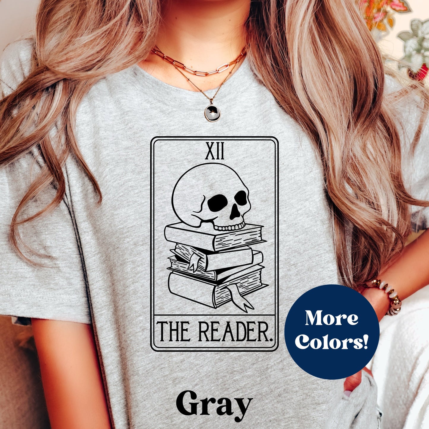 The Reader Skull Tarot Card Bookish T-Shirt Women•Bookish Gift•Gift for Reader•Gift For Book Lover•Book Shirt•Mystical Book Shirt•Book Trope