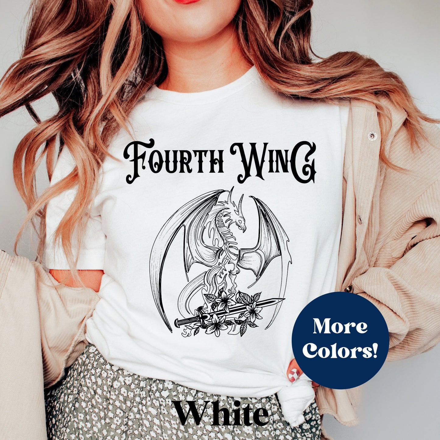 Dragon and Sword Fourth Wing Shirt•Bookish Gift•Gift for Reader•Dragon Rider Violet Sorrengail Xaden Riorson The Empyrean Series Booktok