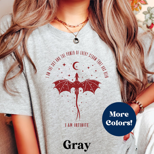 I Am Infinite-Red Fourth Wing Shirt•Gift for Reader•Dragon Rider Violet Sorrengail Xaden Riorson The Empyrean Series Booktok