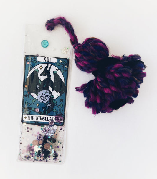 The Wingleader Fourth Wing Shaker Bookmark - Glitter Bookmark - Confetti Bookmark