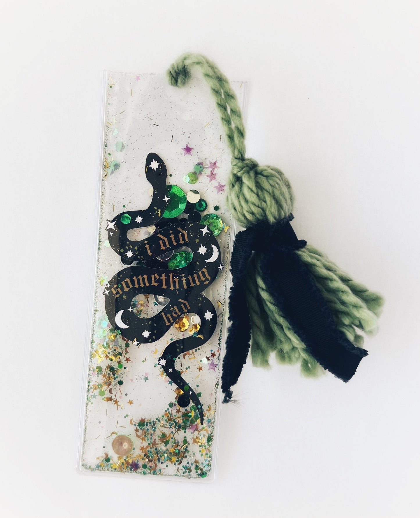 I Did Something Bad Reputation Snake Shaker Bookmark - Glitter Bookmark - Confetti Bookmark